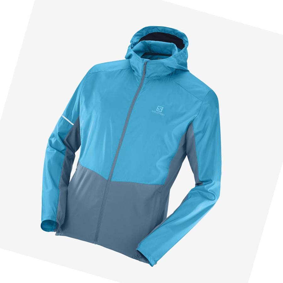 Salomon AGILE WIND WINDBREAKERS Kabát Férfi Kék | HU 2359KOR